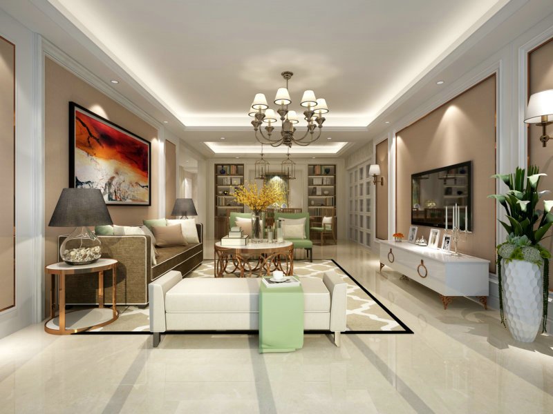 廣州深業(yè)&middot;江悅灣歐式風(fēng)格三居室裝修效果圖_130平米13萬(wàn)裝修設(shè)計(jì)案例