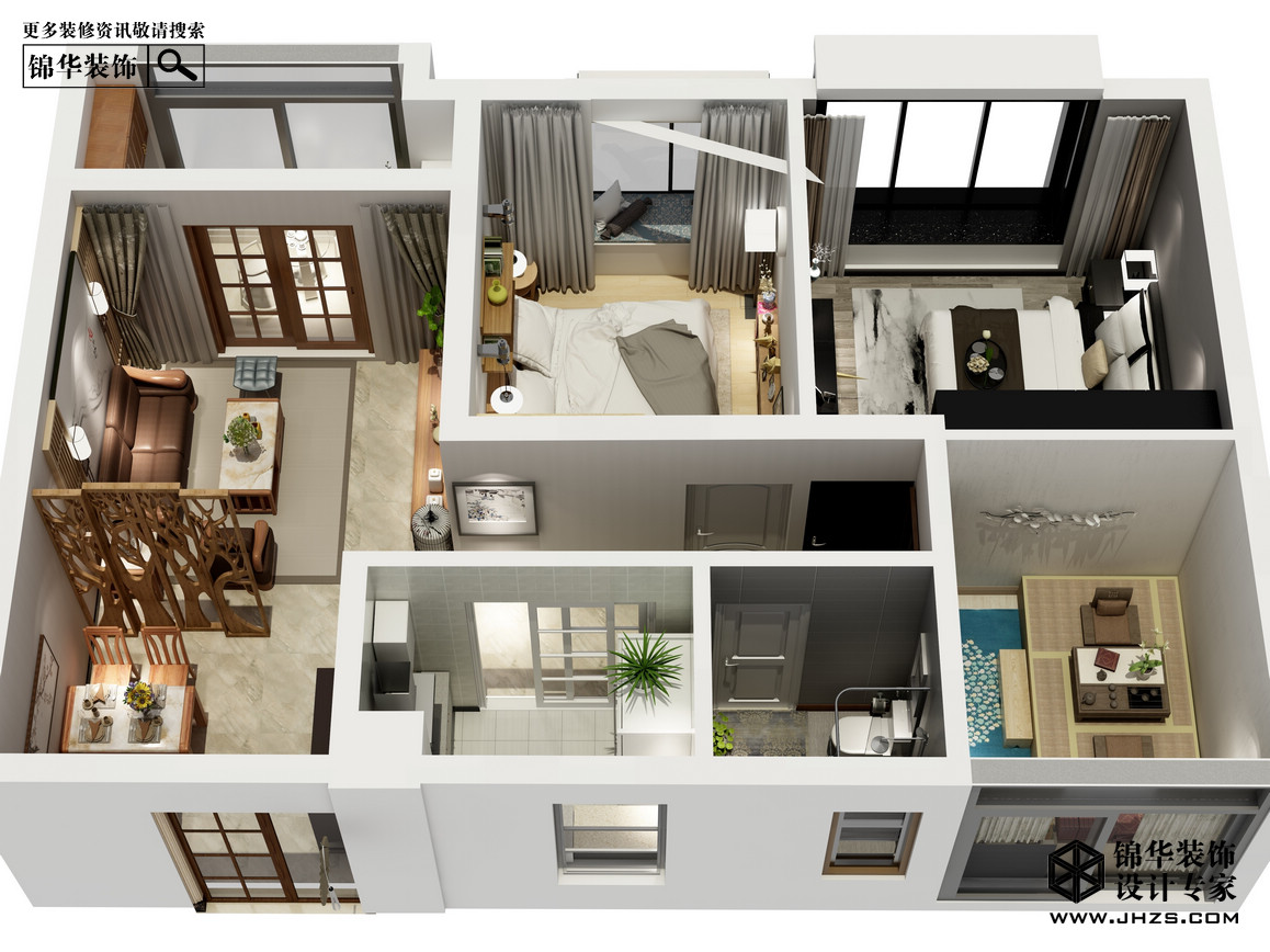 中南錦苑89平米 新中式戶型解析-裝修設(shè)計方案-南京錦華裝飾設(shè)計公司