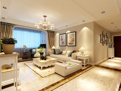 濟(jì)南福景佳苑126平歐式風(fēng)格家庭裝修設(shè)計(jì)案例